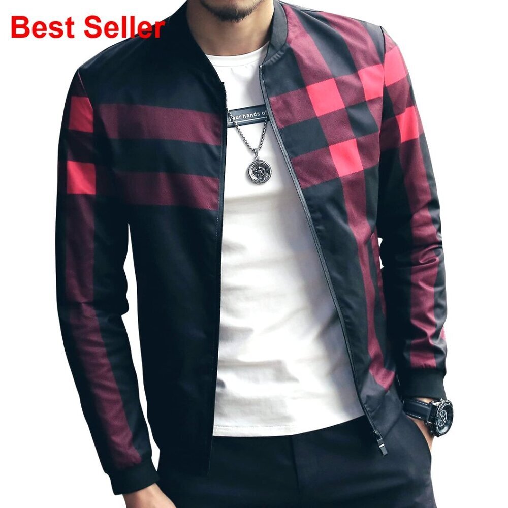 Men's Bomber Jacket Lightweight Windbreaker Coat with Pockets